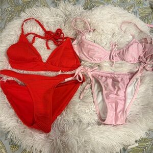 Women’s Red Triangle Bikini Set - Unbranded